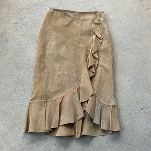 Elegant Tan Ruffle Skirt